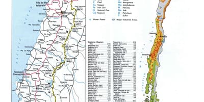 ನಕ್ಷೆ ಚಿಲಿ ನೈಸರ್ಗಿಕ ಸಂಪನ್ಮೂಲಗಳು 